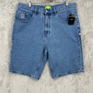 HUF Workman Short 100% Cotton Carpenter Embroidered Denim Jean Retro